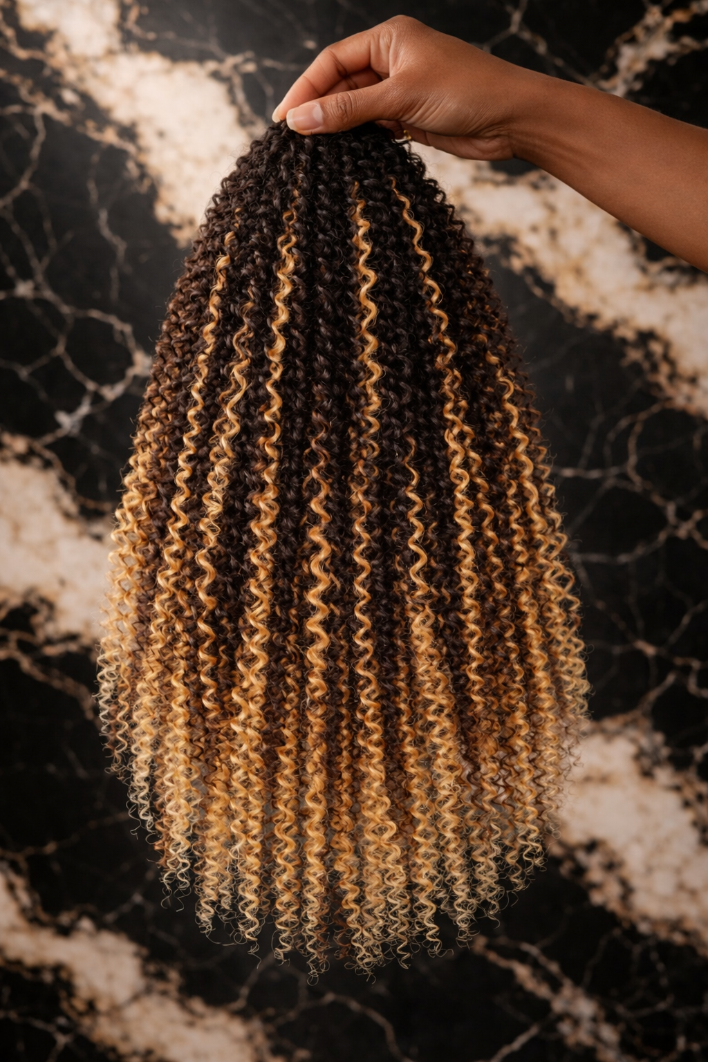 Extension bouclée avec cordon de serrage, style afro