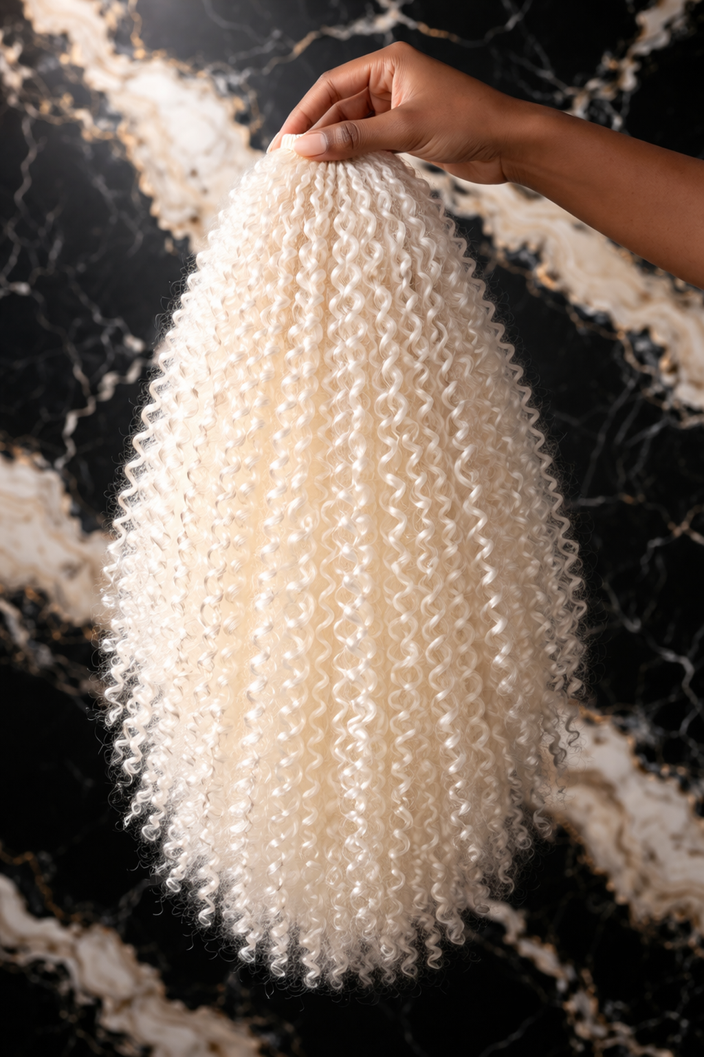 Extension bouclée avec cordon de serrage, style afro