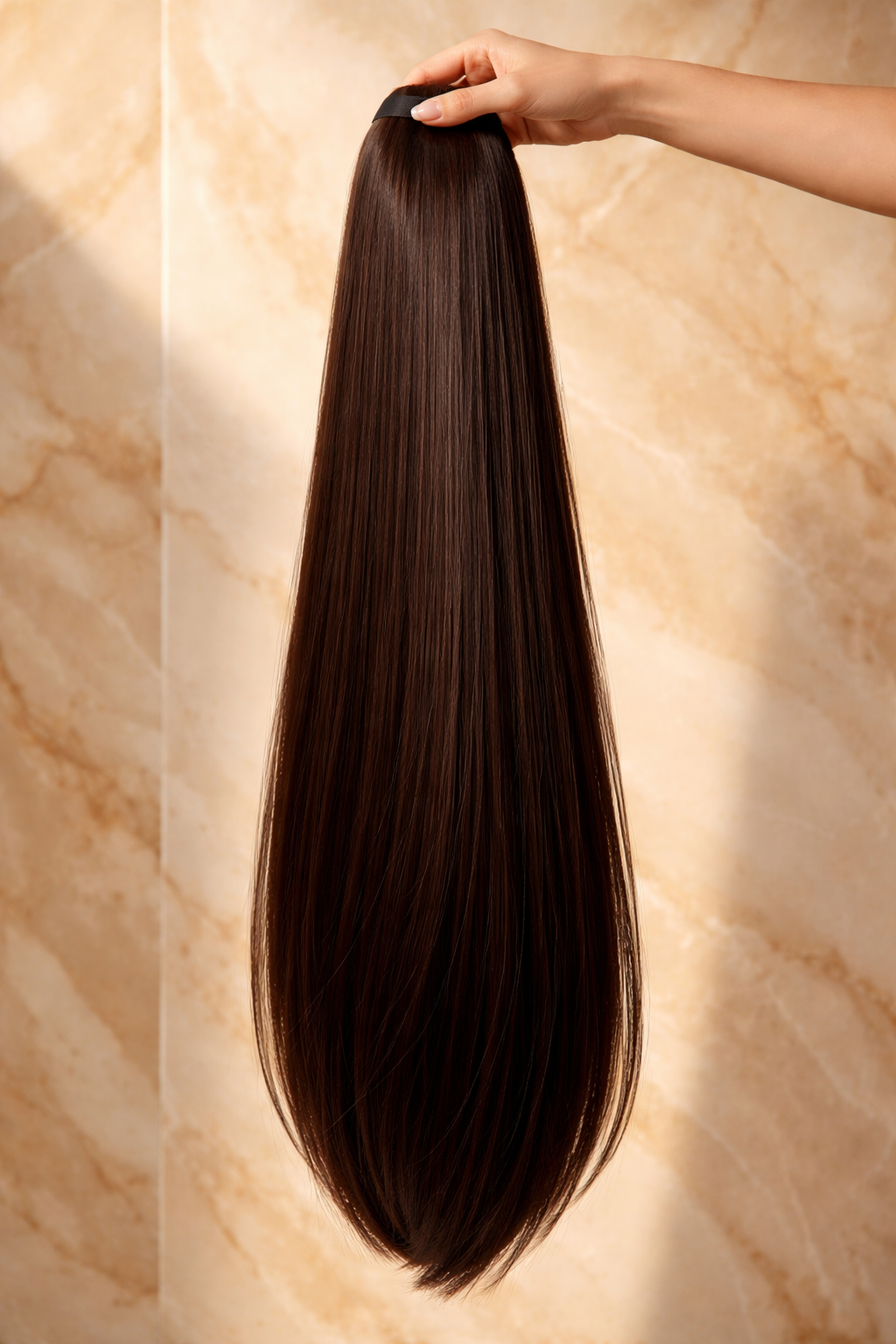 Extensions de queue de cheval synthétiques Yaki raides extra longues de 76 cm (30 pouces)