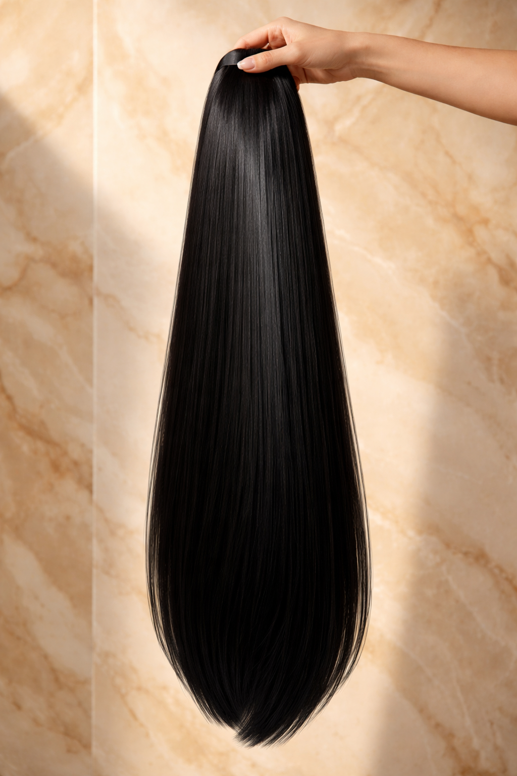 Extensions de queue de cheval synthétiques Yaki raides extra longues de 76 cm (30 pouces)