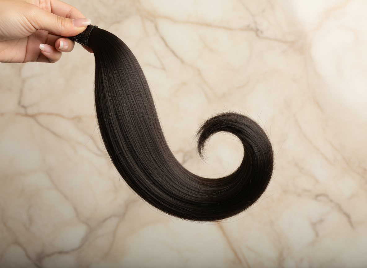 Extension de cheveux synthétiques en queue de cheval, lisse et droite, à clip, style enroulé, 18 pouces