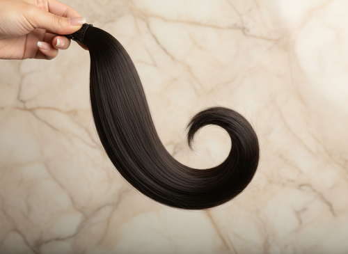 Extension de cheveux synthétiques en queue de cheval, lisse et droite, à clip, style enroulé, 18 pouces