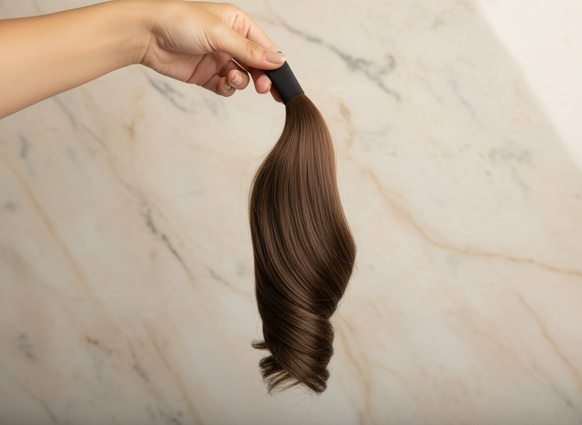 Extension de cheveux synthétiques en queue de cheval, lisse et droite, à clip, style enroulé, 18 pouces