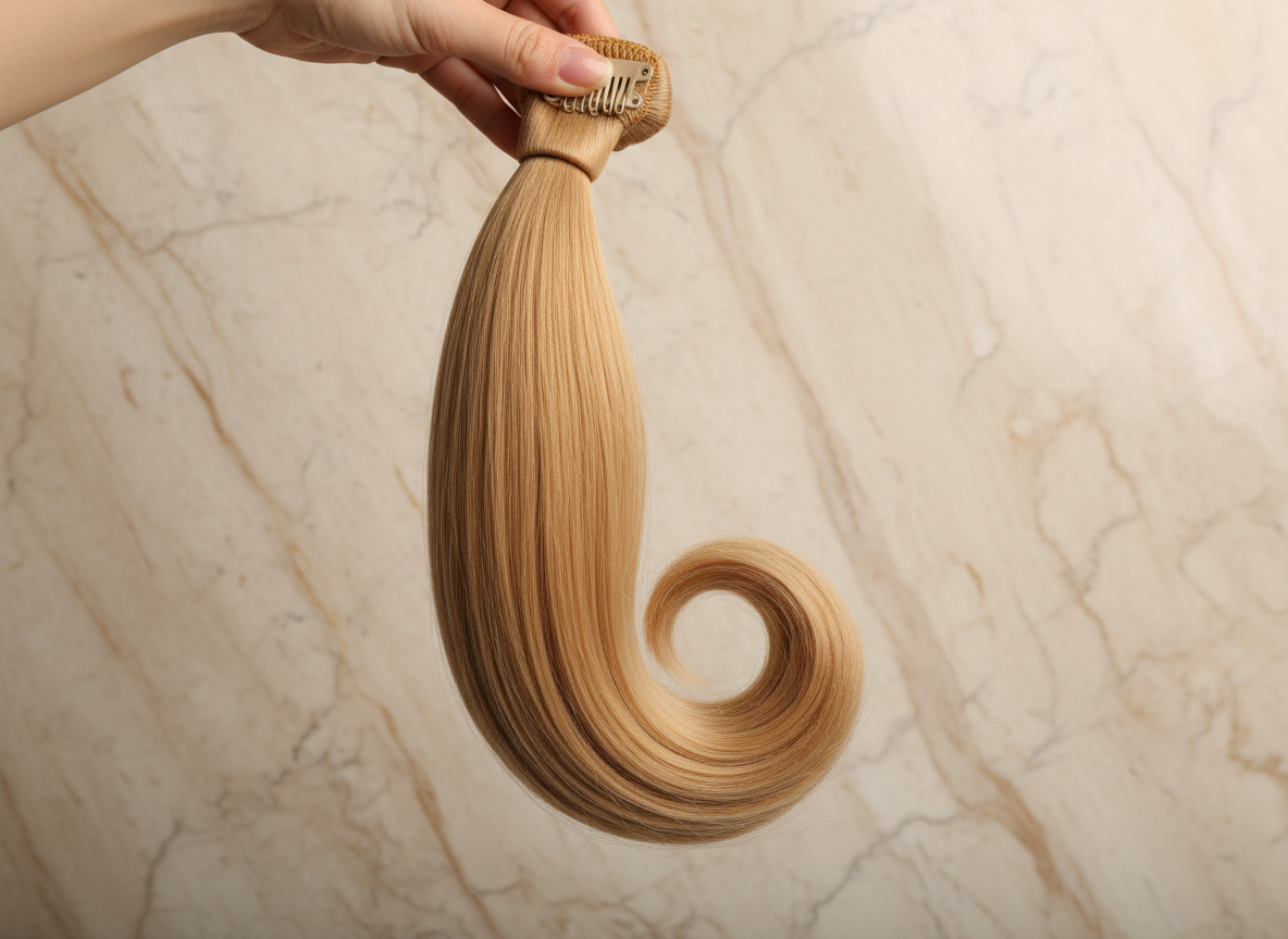 Extension de cheveux synthétiques en queue de cheval, lisse et droite, à clip, style enroulé, 18 pouces