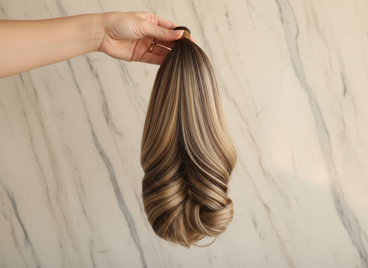 Extension de cheveux synthétiques en queue de cheval, lisse et droite, à clip, style enroulé, 18 pouces